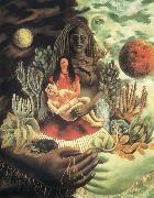 Frida Kahlo The Love Embrace of the Universe,The Earth,Diego,me and senor xolotl oil on canvas